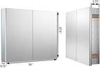 Sunrosa Aluminum Bathroom Medicine Cabinet with Mirror, 36"27.5", Wall-mountable and Recessed-in, 2 Doors Cabinet Organizer