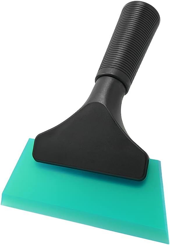 FOSHIO Small Squeegee with 5 Inch Light Blue Rubber Blade Mini Wiper Window Tinting Tools for Mirror Glass Window Cleaner with Non-Slip Handle