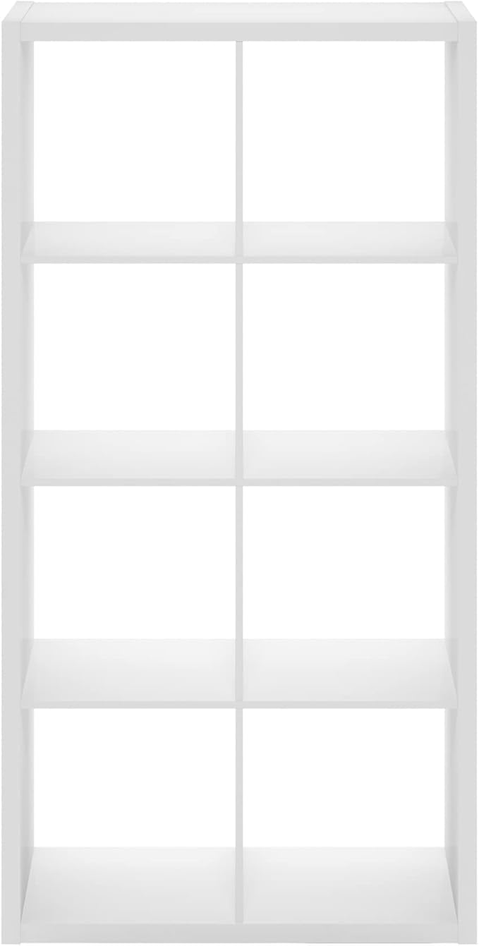 Furinno Cubicle Open Back Decorative Cube Storage Organizer, 8-Cube, White