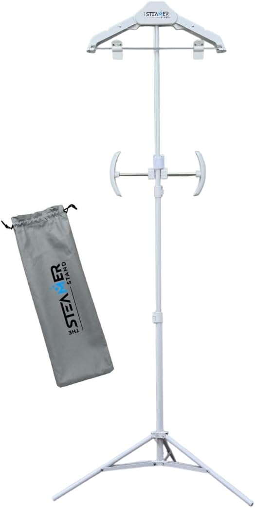 Deluxe | Adjustable Standing Garment Steaming Rack with Hanger | Fast, Foldable, Portable Clothes Steam Ironing Solution for Travel & Home