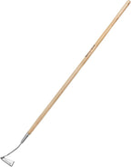 Berry&Bird Swoe Garden Hoe, 61.8'' Stainless Steel Long Handled 3 Edge Hoe with Wooden Hand, Mini Angled/Warren Hoe, Soil Cultivator Weeding Tool for Grass Flower Backyard