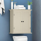 ChooChoo Bathroom Wall Cabinet, Over The Toilet Space Saver Storage Cabinet, Medicine Cabinet with 2 Door and Adjustable Shelves, Cupboard, Antique White & Brown