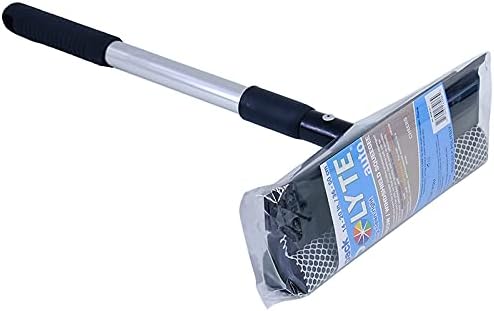 Polyte Window Squeegee for Car Windshields and Window Cleaning Tool, Extendable Aluminum Handle 14-20 in. (Black)