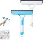 3 in 1 Window Cleaning Scraper，3 in 1 Spray Squeegee， Multifunctional Glass Cleaner Tool with Microfiber Pad for Home, Car, Mirrors, and Shower Surfaces (White +Blue)