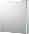 Sunrosa Aluminum Bathroom Medicine Cabinet with Mirror Door, 30"×27.5" Bathroom Mirror Cabinet, Wall-mountable and Recessed-in Mirror Cabinet, 2 Doors Medicine Cabinet Organizer II