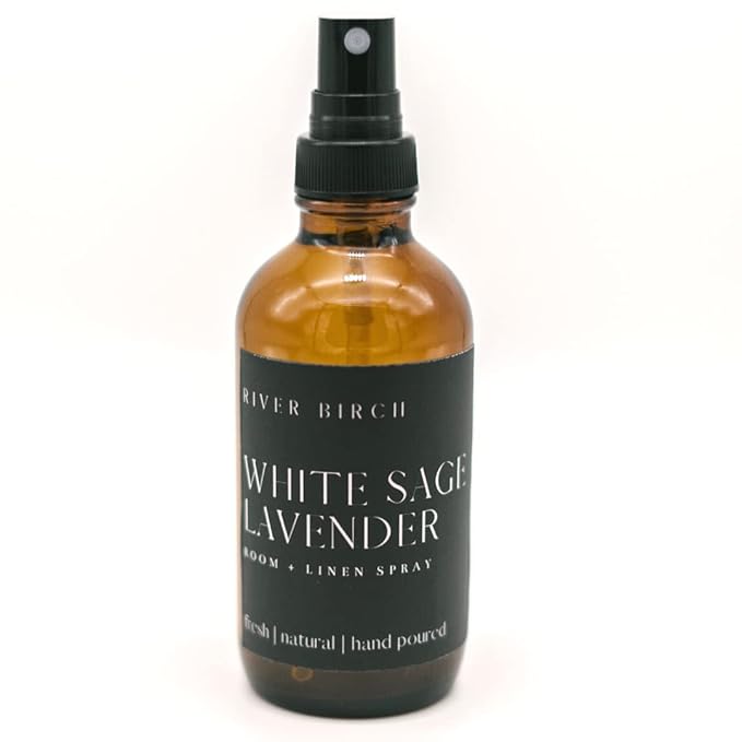 River Birch White Sage + Lavender Linen and Room Spray | Home Fragrance | 4 oz Glass Amber Bottle | Luxury Signature Scent | Handmade in Texas
