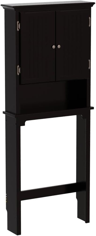 UTEX Bathroom Storage Over The Toilet, Above Toilet Storage Cabinet Organizer with Adjustable Shelves and Double Doors, Espresso