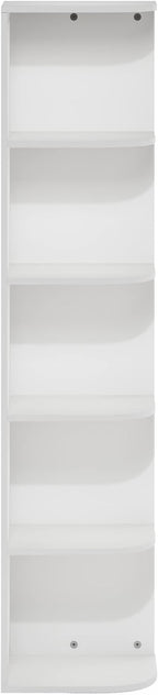 Furinno Pasir 5-Tier Corner Open Shelf Bookcase, White