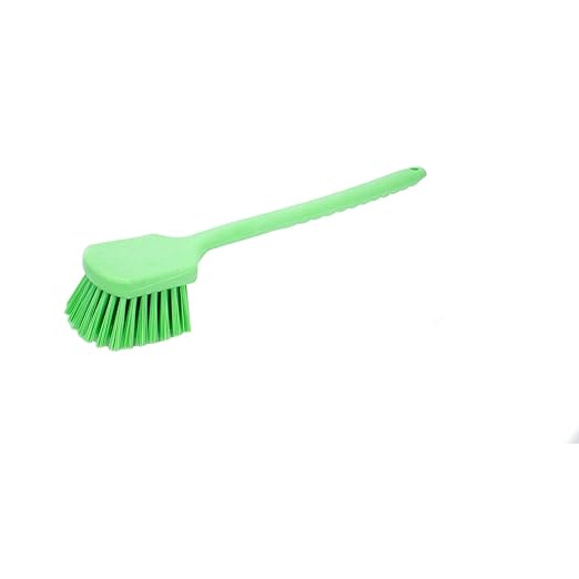 SPARTA 40501EC75 Plastic Large Scrub Brush, Kitchen Brush, Utility Brush With Long Handle For Cleaning, 20 Inches, Lime, (Pack of 6)