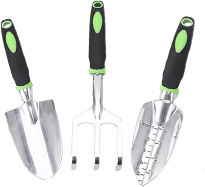 SZHDXSY,Garden Tools Set 3 Pack Garden Hand Shovels Garden Trowels , Included Trowel, Transplant Trowel and Cultivator Hand Rake,Durable Garden Hand Tools ,with Ergonomic Rubberized Non-Slip Grip,