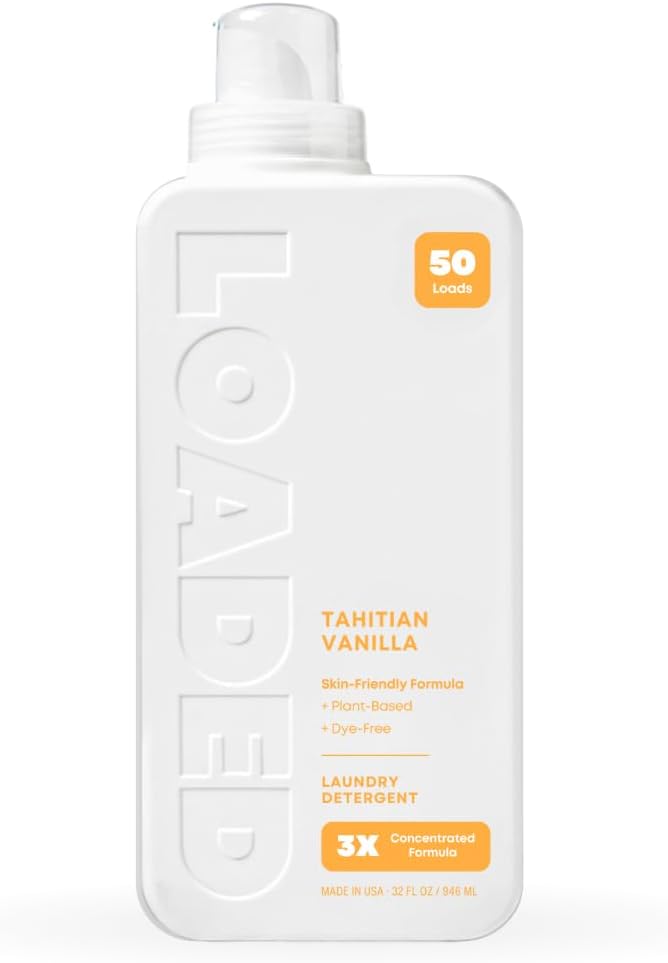 Loaded Laundry Detergent, Cologne Scented | 50 Loads | Non-Toxic & Skin-Friendly | Made in USA | 32 oz (Tahitian Vanilla)