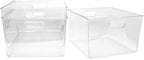 Isaac Jacobs 3-Pack XL Clear Storage Bins with Handles, Plastic Organizer for Office, Home, Kitchen, Pantry, Closet, Kids Room, Cube Shelf, Non-Slip Container Set (3-Pack, Extra-Large)