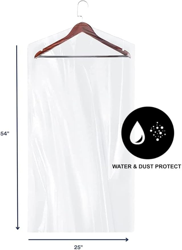 Plasticplace Clear Garment Bags on Roll, Heavy-Duty Plastic Coat Covers, 21” x 7” x 54”, Perforated with Pre-Slit Hanger Holes, Dustproof & Wrinkle-Free Storage, 320 Count Wardrobe Cover 0.65 Mil