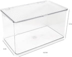 Isaac Jacobs Large Stackable Organizer Bin (10.75” x 6.5” x 6.1”) w Hinged Lid Clear Storage Box Home Office School Fridge Bathroom Kitchen Pantry Container BPAFree Food Safe (Large Clear)