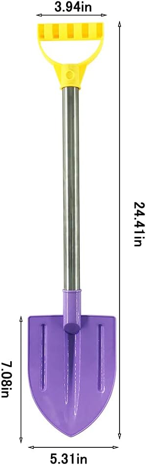 Dsmile 2 Pack Beach Shovels for Kids, 24.4 Inch Long Sand Shovels Gardening Tools Snow Shovel Sturdy Stainless Steel Handle ABS Plastic Spade for Digging Sand Shoveling Snow Fun Gift Set