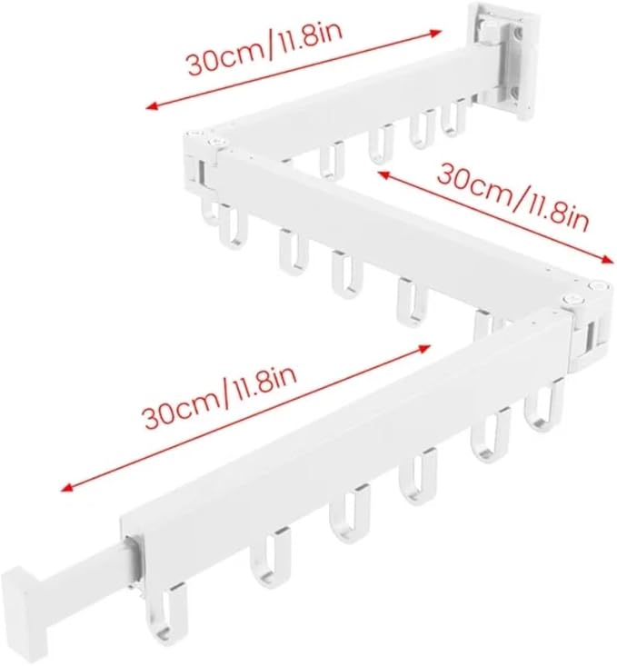 Clothes Drying Rack Wall Mounted Retractable, Aluminum Collapsible Laundry Organizer, Space-Saver Hanger Holds Quilts for Bedroom Bathroom Balcony (White)