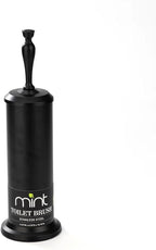 J&V TEXTILES Toilet Brush, Toilet Bowl Brush with Extra Long Handle Durable Bristles Toilet Scrubber and Covered Holder for Toilet Brush Set for Bathroom Cleaning (Matte Black)