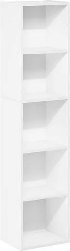 Furinno Luder Bookcase / Book / Storage, 5-Tier Cube, White