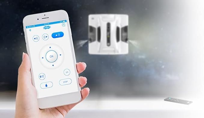 HOBOT-2S Window Cleaning Automatic Robot with Ultrasonic Water Spray, Intelligent Cleaning, AI Smart Route Plan, Dual Replaceable Water Tanks, and Control via Smartphone or Remote