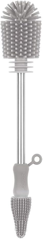 Haakaa Silicone Cleaning Brush Kit – Household Cleaning Brushes for Bottles and Crevices – Food-Grade Silicone: Dishwasher Safe (Brush-Grey)