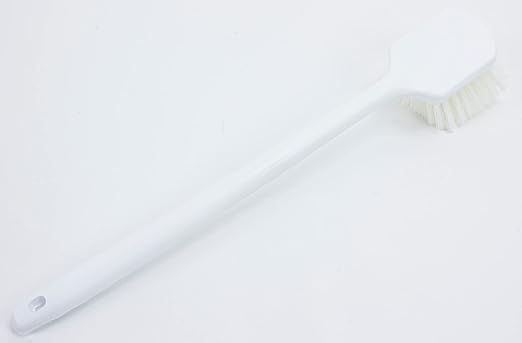 SPARTA Plastic Large Scrub Brush, Kitchen and Utility Brush with Long Handle for Cleaning, 20 Inches, White (Pack of 2)