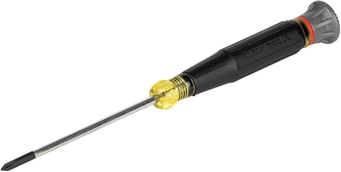 Klein Tools 6233 Mini Precision Screwdriver, #0 Phillips, Features Cushion-Grip Handle, Rotating Cap and Color Coded Ring, 3-Inch Shank