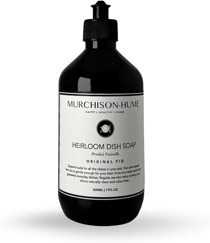 Murchison-Hume Dishwashing Soap, 17 fl oz - Original Fig Mild Dish Soap, Non-Toxic, Cuts Grease, Gentle on Hands, Biodegradable, Sulfate-Free, Sustainable, Counter Worthy Design