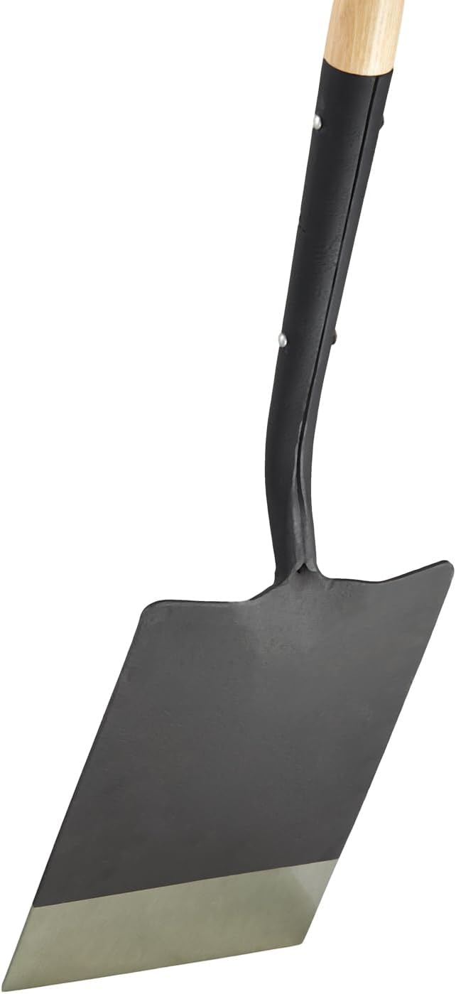 Heavy-Duty Digging Spade. Thick One Piece Forged Steel Blade and Firmly Riveted Lightweight Very Strong Graceful Ash-Wood Handle. Weight 6.5 lb. Height 41 inch. Blade 8 x 12 inch.
