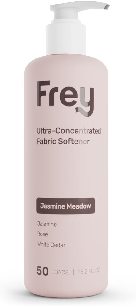 FREY Natural Liquid Fabric Softener & Conditioner | Laundry Softener for Clothing | Works In All Machines + HE | Powered by Natural Ingredients (1-pack, Jasmine Rose)