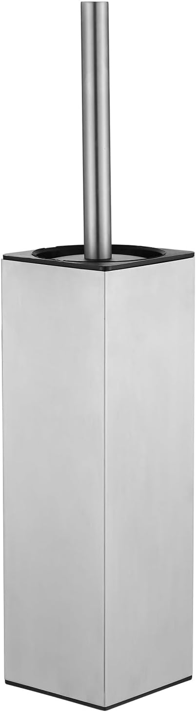 Standing Toilet Brush - Square Base, Plunger Set, Holder - Toilet Bowl Cleaner - Brushed