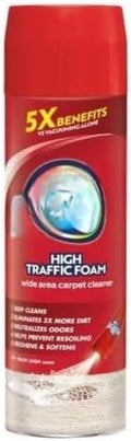 High Traffic Carpet Cleaner Foam, Unscented, 3X Dirt Removal, Stain-Resistant Carpet Solution and Odor Remover, 22 oz, 1 pack