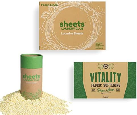 Sheets Laundry Club Bundle - 50 Pack (up to 100 loads) Fresh Linen Detergent Sheets, 40 Pack Lavender Dryer Sheets & 8 Oz. Lavender Scent Booster - New Liquidless Technology