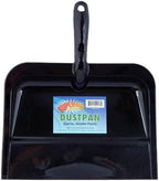 Superio Heavy Duty Plastic Dustpan with Comfort Grip Handle Black, Durable, Lightweight Multi Surface Dust Pan Easy Broom Sweeping, 10 inches Wide, 2-Pack