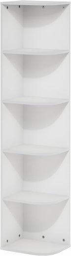 Furinno Pasir 5-Tier Corner Open Shelf Bookcase, White