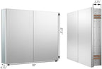 Sunrosa Aluminum Bathroom Medicine Cabinet with Mirror Door, 30"×27.5" Bathroom Mirror Cabinet, Wall-mountable and Recessed-in Mirror Cabinet, 2 Doors Medicine Cabinet Organizer