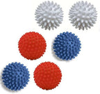Reusable Laundry Dryer Balls, Plastic Anti-Static Fabric Softener, Reduces Wrinkles, Sustainable Cleaning Supplies, Essential Washing & Drying Aid for Soft, 6 Pack, 2.36 in (Blue/White/Red)