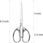 6.3" Small Sewing Scissors All Purpose Scissors Stainless Steel Tip Shears DIY Tools Office Scissor for Home Office School Sewing Fabric Handcraft Craft Art Work Needlework Daily Use Silver