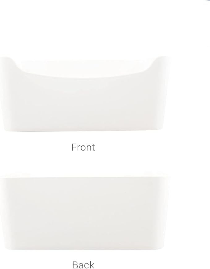 Ytteve 6 Pcs White Plastic Storage Bins for Shelves, Closet Kitchen Storage Containers for Pantry Bathroom Office Organization Baskets, Cabinet Organizing Containers, ( 2 large + 4 Small )