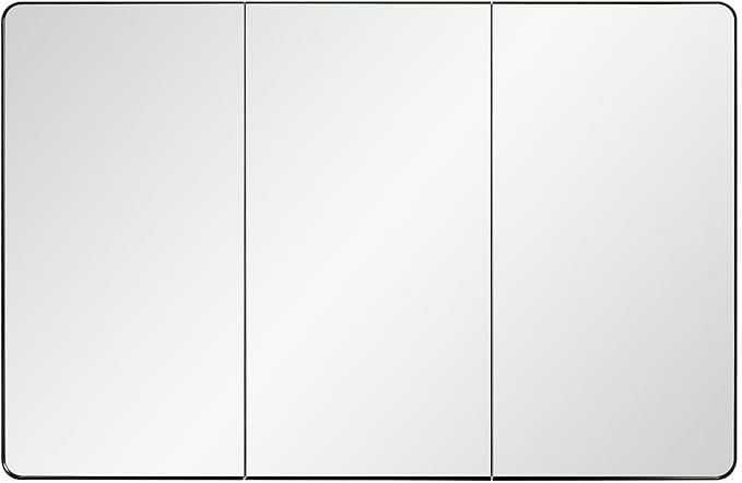 Black Bathroom Medicine Cabinet with Round Corner Framed Door, 40 x 25.5 inch, Recessed or Surface Mount, with Adjustable Glass Shelves