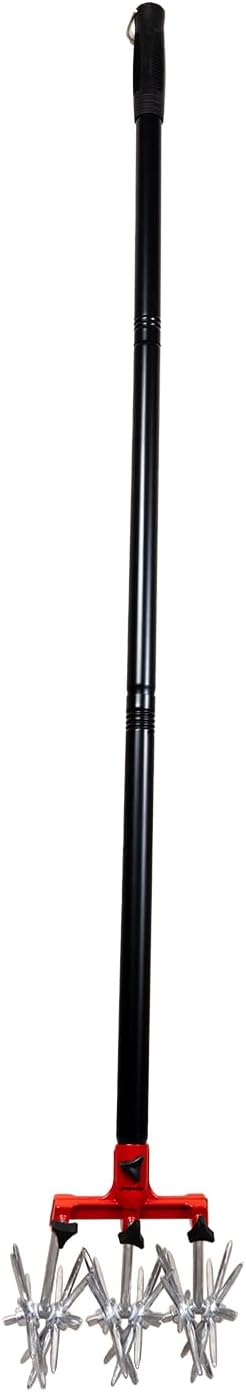Garden Lawn Weed Rotary Cultivator Tool Hand Tiller Long Handle Cultivator for Aerating, Weeding, Planting and Mixing or Reseeding Grass Lawn Tiller Total and Fertilization
