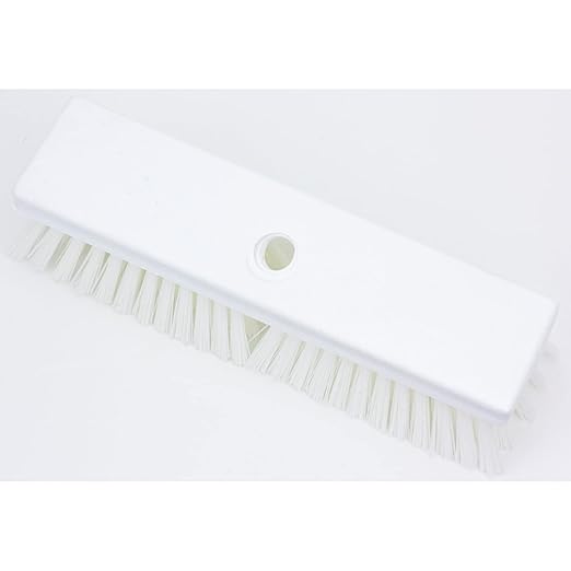 SPARTA Plastic Floor Scrub Brush, Brush Head Only, Deck Brush with ACME Standard Thread Fitting for Deck, Industrial Kitchens, and Hospitals, 10 Inches, White, (Pack of 6)