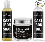 Culina Supreme Cast Iron Care Set: Restoring Scrub, Cleaning Soap & Conditioning Oil | Best for Cleaning Care, Washing & Restoring | 100% Plant-Based | for Cast Iron Cookware, Skillets, Pans & Grills!