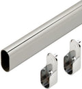 Chrome Oval Closet Rod with End Supports (Chrome, 36" Wide Space)