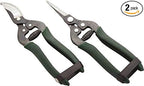 Edward Tools Pruning Snips Set (2) - Floral Scissors and Bypass pruners - Precise pruning flowers, fruit trees, bonsai, grapes - Carbon Steel blades - Safety lock design