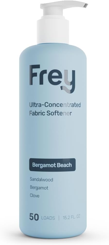 FREY Natural Liquid Fabric Softener & Conditioner | Laundry Softener for Clothing | Works In All Machines + HE | Powered by Natural Ingredients (1-pack, Bergamot Beach)