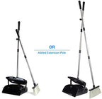 Broom and Dustpan Commercial Long Handle Sweep Set and Lobby Broom Upright Grips Sweep Set with Home Kitchen Room Office and Lobby Floor Black