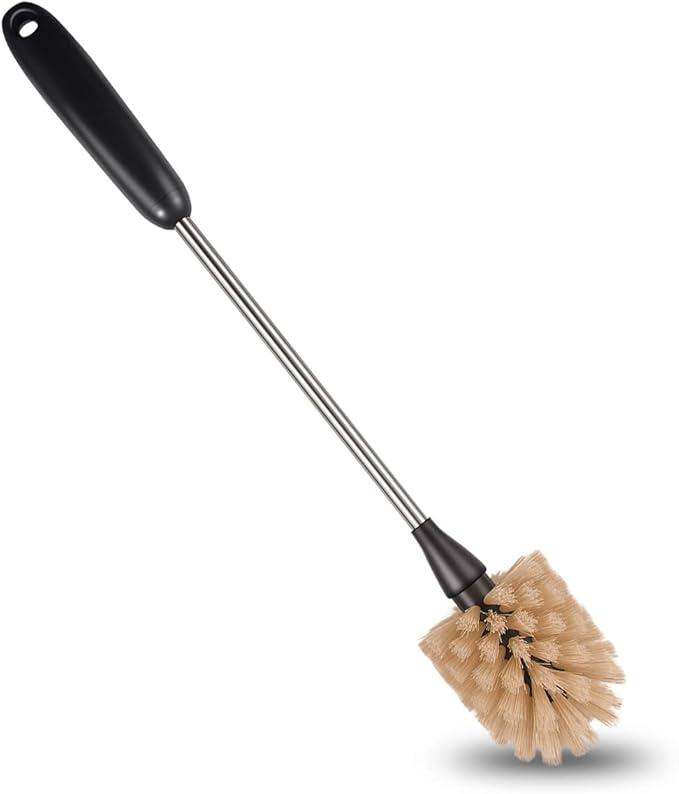Bottle Brush, 15-inch Stainless Steel Long Handle Cleaning Brush, Kitchen Cleaning Brush, for Cleaning Water Bottles, Glasses, Baby Bottles, Glassware, Food Jars, Cups, Wine Aerators, Brown