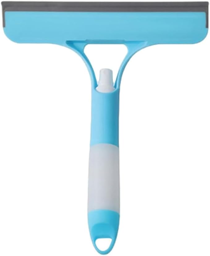 3 in 1 Spray Window Squeegee Cleaner Scraper, Window Squeegee Cleaner Tool with Spray Bottle for Shower Glass, Mirrors, Car, Home Window Cleaner Tool (Blue)