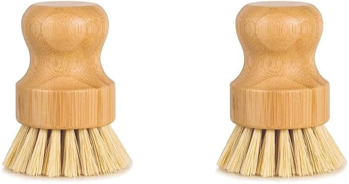 Bamboo Dish Cleaner Bristle Brush, 2-Pack