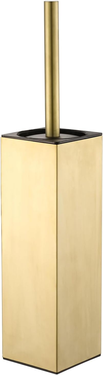 Upright Toilet Brush and Plunger Set, Square Toilet Cleaner, Toilet Brush Holder Set Brushed Gold